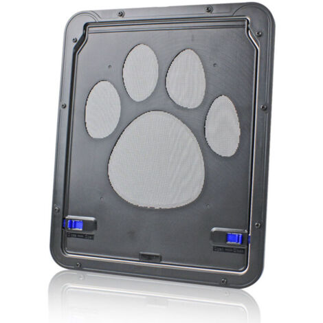 Porte pour animaux noire avec moustiquaire intégrée - Cadre extérieur 24 x 29 cm - Pour chien et chat, installation murale ou porte