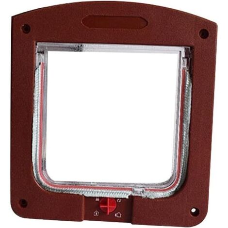 Porte pour chat adaptée aux chats et aux chiens, petite porte pour chat avec micropuce, verrouillage à quatre points, facile à installer (marron)