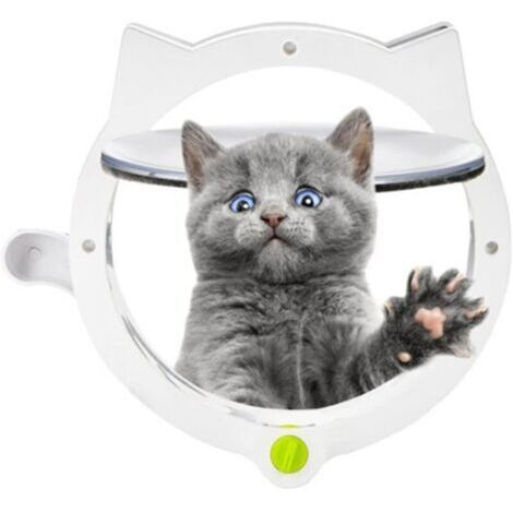 Porte pour Chat, Porte à Chatière Magnétique 4 Modes De Verrouillage Porte pour Chat, Adorable Forme de Chaton, Automatique en Sûre pour Portes Intérieures Et Extérieures Fournitures pour Animaux