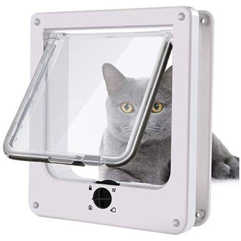 Porte pour chat, porte étanche pour animaux de compagnie avec serrure rotative à 4 voies pour chats, chiots, facile à installer