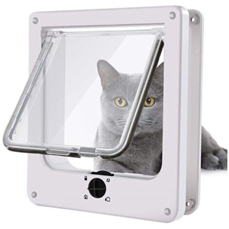 Porte pour chat, porte étanche pour animaux de compagnie avec serrure rotative à 4 voies pour chats, chiots, facile à installer