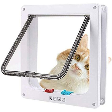 Kueatily Chatiere A 4 Positions Chatiere Pour Chat Avec Tunnel Cache Decoupe Chatiere Chien Porte De Chat Avec Serrure Chatieres Pour Petit Animaux Cat Mate Verrouillable Facile A Installer Blanc M