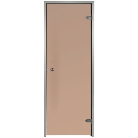 Porte pour Hammam Bronze 70 x 190 cm verre trempé sécurite cadre en aluminium