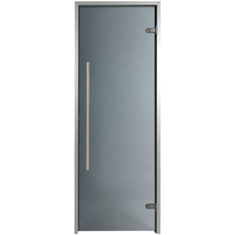Porte pour Hammam premium 100 x 190 cm passage handicapé poignée verticale teinté gris