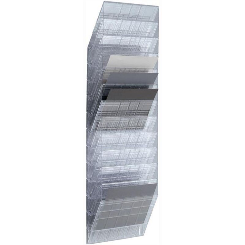 Porte-prospectus H1040xl348xP95mm nombre de compartiments 12 A4 horizontal polystyrène transparent
