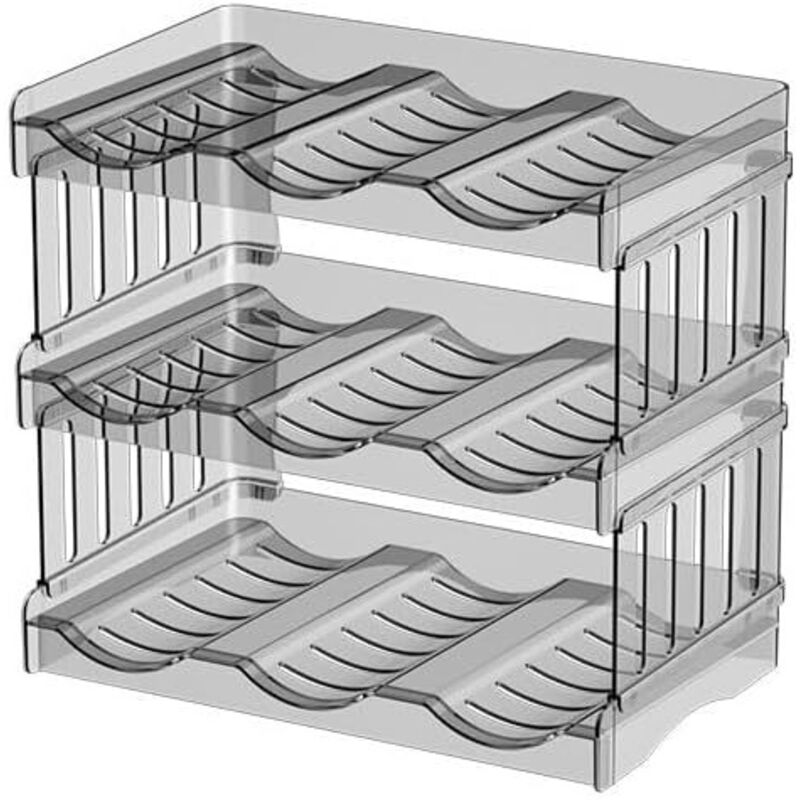 Porte Range Bouteille en Plastique 3 Pièces Empilable Casier à Bouteille Moderne Étagère Gourdes pour Lot de 9 Vin ou Autre Boisson Transparent