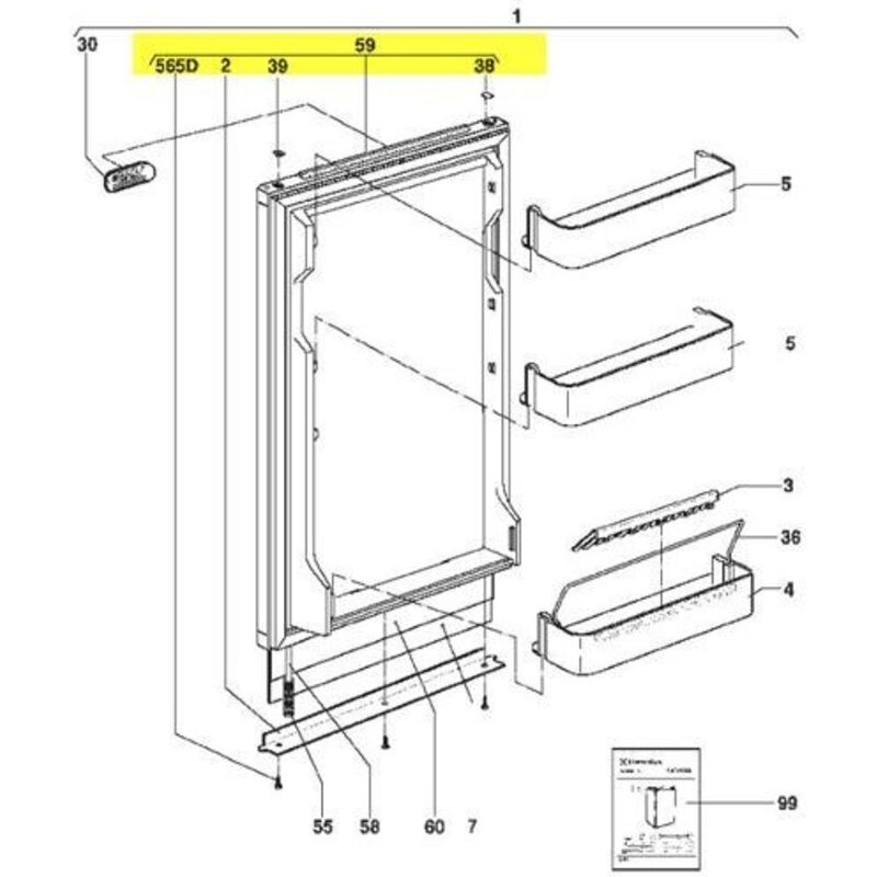 Electrolux - porte refrigerateur complete service pour refrigerateur...
