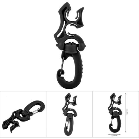Porte-régulateur de plongée double avec clip et boucle pour BCD et snorkeling (Noir)