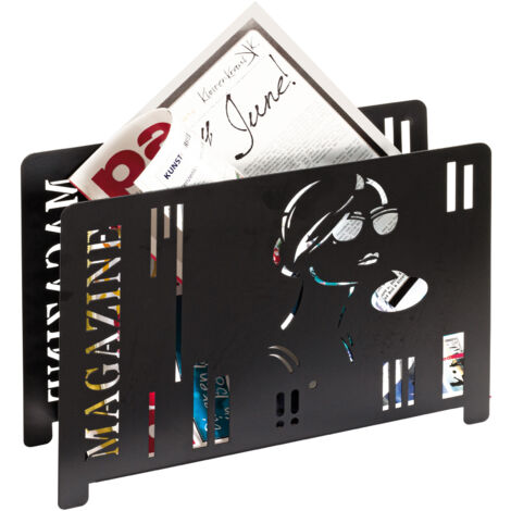 Porte-revues design 37x12x26 cm en métal laqué noir