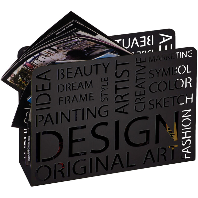Porte-revues design en métal laqué noir Porte-revues design en métal laqué noir
