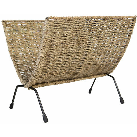 Porte-revues en jonc de mer base en métal 37x33x23 cm DIV06014
