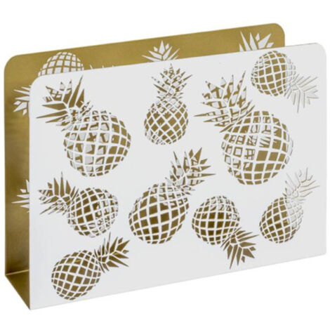 Porte-Revues en Métal "Ananas" 35cm Blanc & Or