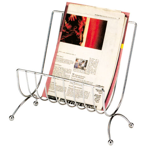 Porte-revues en métal chromé gris - Hauteur 34 x Longueur 31 x Profondeur 17 cm
