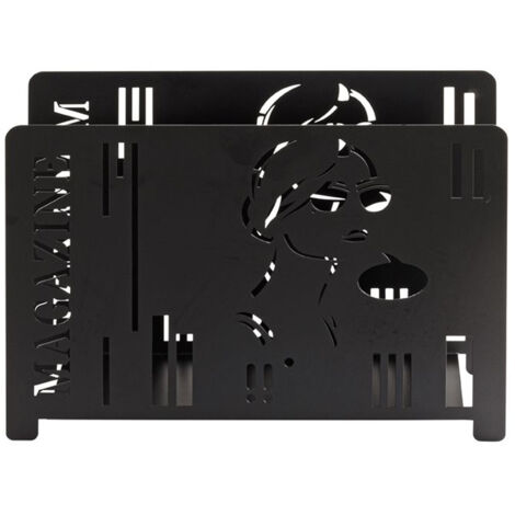 Porte-revues en métal coloris noir  - longueur 37 x profondeur 12 x hauteur 26 cm