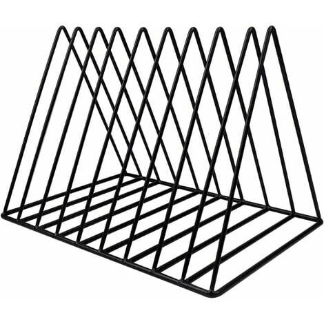 Porte-revues en métal, porte-revues doré à 9 emplacements, bibliothèque triangulaire, étagère de rangement pour livres, porte-journaux, porte-revues design pour bureau, salon, maison, 26 cm WHWY