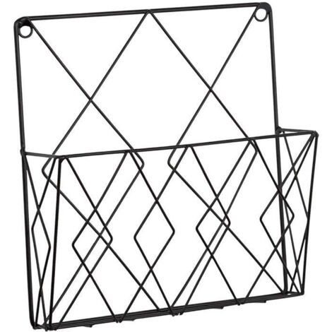 Porte-revues mural noir pour journaux et magazines – Rangement mural design, fixation facile