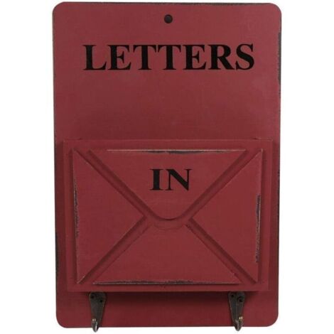 Porte-Revues Mural Vintage en Bois et Fer avec Boîte à Lettres et Crochets pour Clés – Décoration Murale Créative pour Maison
