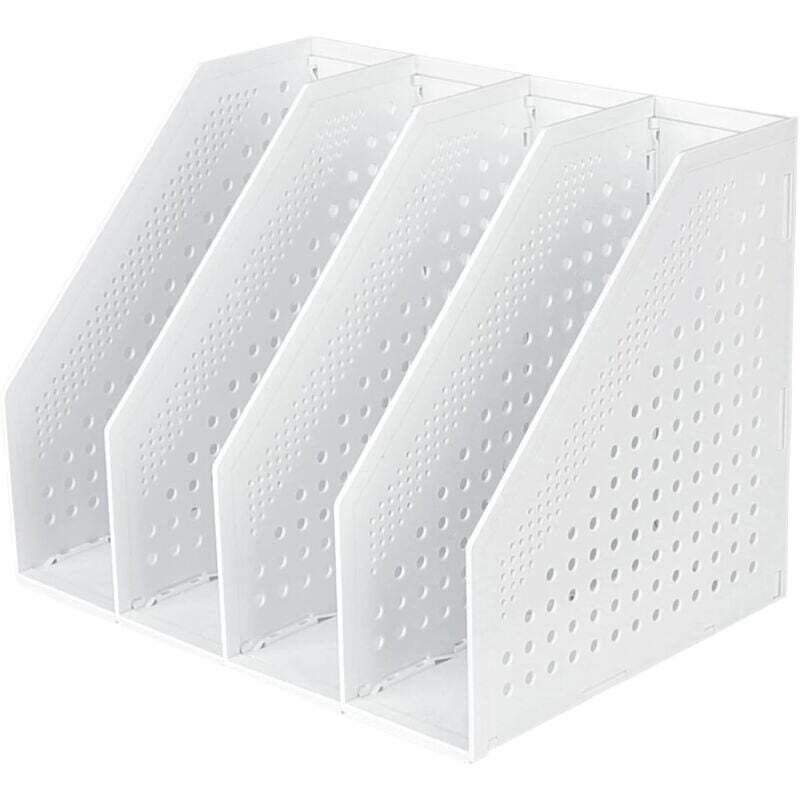 Porte-revues pliable à 4 compartiments, boîte de rangement ajustable, organiseur de bureau, serre-livres, porte-documents, support, classeur,