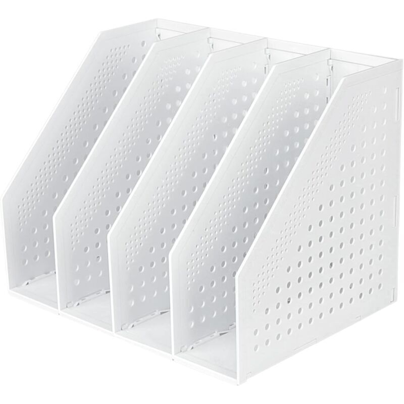 Porte-revues pliable à 4 compartiments, boîte de rangement ajustable, organiseur de bureau, serre-livres, porte-documents, support, classeur,