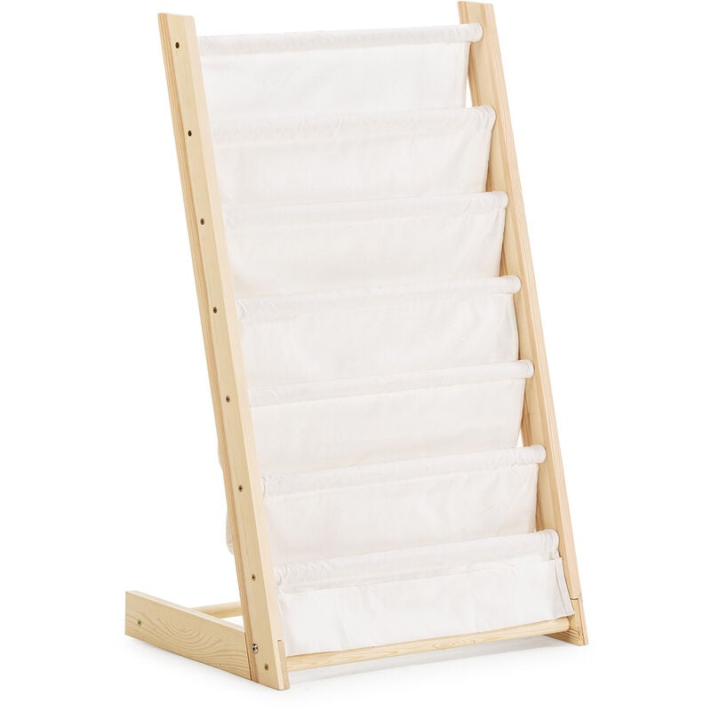 Vs Venta-stock - Porte-revues Rui en tissu et bois à 6 sections