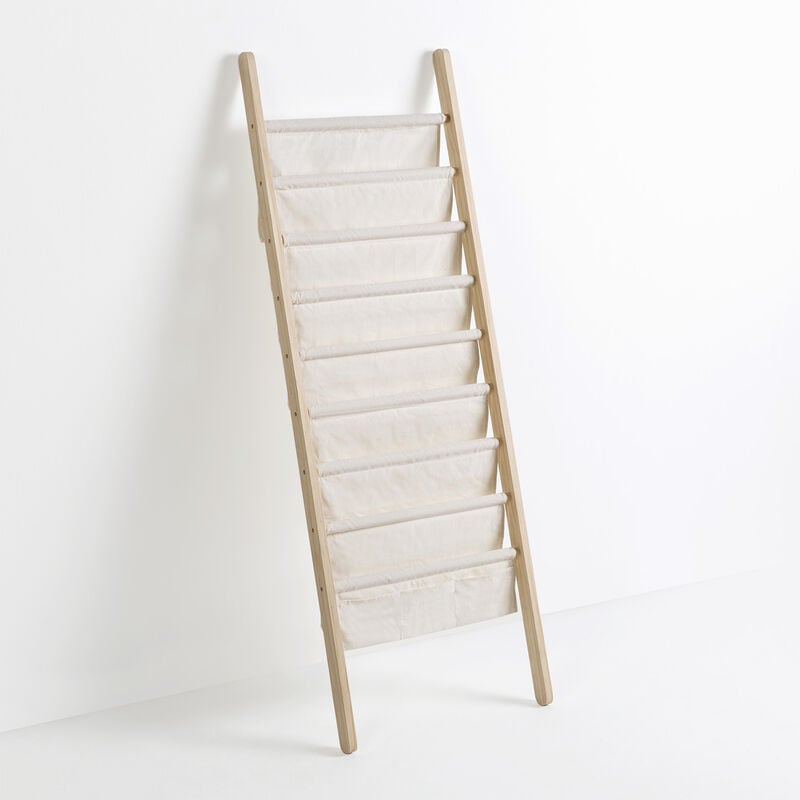 Vs Venta-stock - Porte-revues Xoel en tissu et bois avec 8 sections