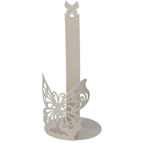 Porte-rideaux en métal crème en forme de papillon, diamètre 15 cm, hauteur 33 cm