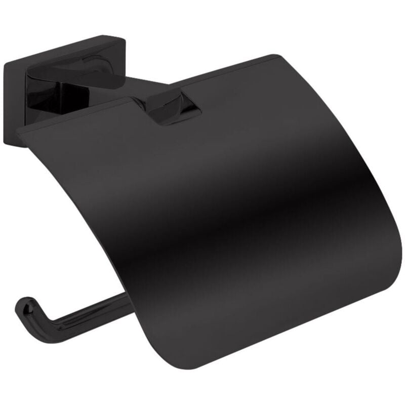 Porte-rouleau basculant avec couvercle Lea noir - Inda