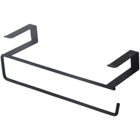 Porte-rouleau de papier en forme de S, organisateur de perçage pour armoire de cuisine ou étagère de garde-manger, gain de place, peinture en fer épaissie, longueur 9,44 pouces (noir)