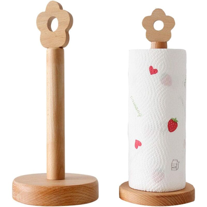 Porte-rouleau de papier essuie-tout en bois, porte-serviettes debout, 34,5 x 13 cm