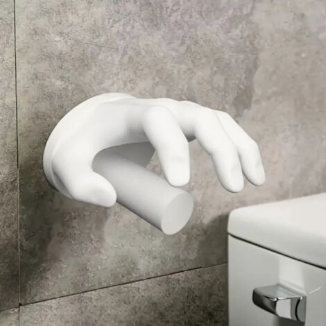 Porte-rouleau de papier toilette autocollant gothique, créatif et en forme de main, sans perçage, convient pour salle de bain et cuisine, blanc