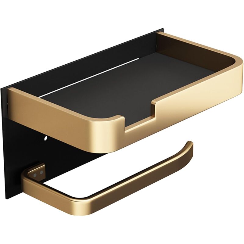 Porte-rouleau de papier toilette avec étagère, support de papier toilette simple, distributeur de rouleau de papier toilette mural, gain de place,