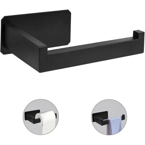 Porte-rouleau de papier toilette en acier inoxydable, accessoires de toilette noir mat, porte-serviettes de salle de bain, adhésif 3M, forte adhérence