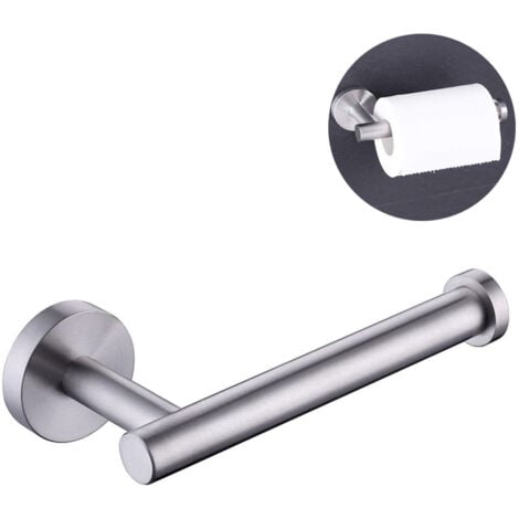 MOWZE Porte-rouleau de papier toilette en acier inoxydable, distributeur de porte-rouleau de salle de bain, support mural rond semi-ouvert pour salle de bain et cuisine (argent)