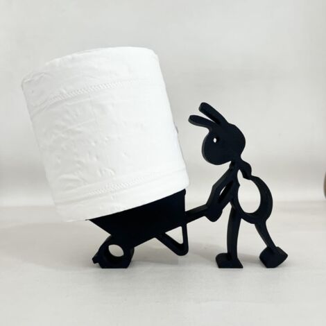 Porte-rouleau de papier toilette – Impression 3D en résine ABS noire autonome avec chariot à pousser  Distributeur TP de salle de bain sans perçage
