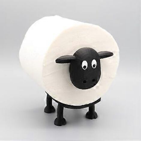 Porte-rouleau de papier toilette - Mouton - Porte-rouleau de papier toilette mouton noir imprimé en 3D - Rangement humoristique pour rouleaux de papier toilette - Noir - 8,5 x 16 x 9,5 cm