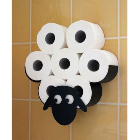 Porte-rouleau de papier toilette mural en forme de mouton en métal Noir[188]