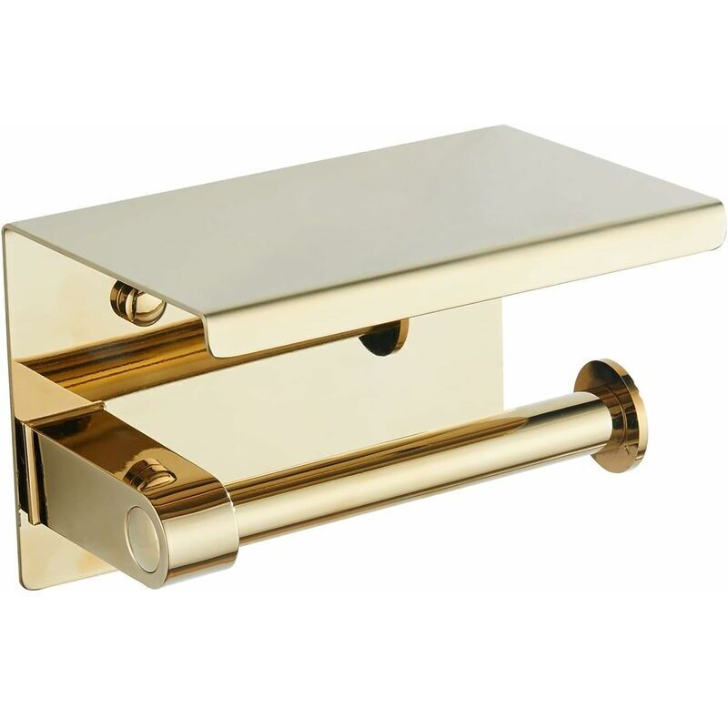 Porte-rouleau de papier toilette or 304 porte-rouleau de toilette en acier inoxydable avec étagère porte-rouleau de toilette mural pour salle de bain