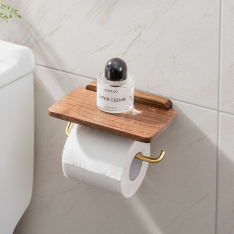 Porte-rouleau de papier toilette porte-serviettes en papier toilette mural sans poinçon boîte de papier toilette téléphone portable porte-papier toilette support bois