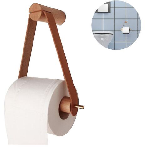 Porte-rouleau de papier toilette vintage en corde de chanvre et bois, marron