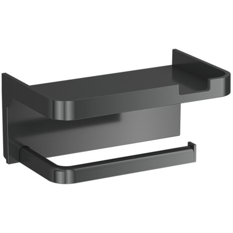 Porte-Rouleau de Toilette 3-en-1 avec Étagère, Support Mural pour Papier Hygiénique avec Rangement pour Boîtes de Mouchoirs, Téléphone et Désodorisant, Accessoire d'Organisation Salle de Bain