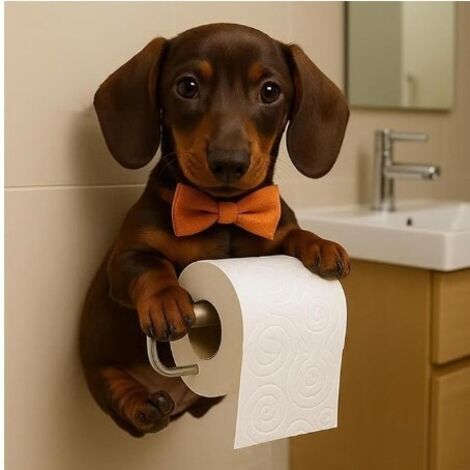 Porte-Rouleau De Toilette sur Pied, Support Murale pour Rouleau De Toilette Chien, Distributeur De Papier Résine Décoratif pour Cuisine Hôtel Organisation Et Stockage