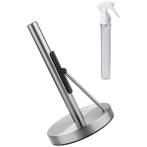 Porte-rouleau d'essuie-tout en acier inoxydable avec support pour flacon pulvérisateur, dérouleur de rouleau de cuisine, support mural ou sur plan de travail.