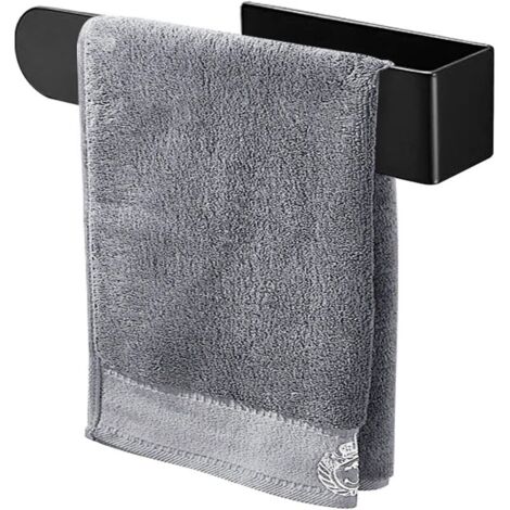 Porte-rouleau d'essuie-tout en acier inoxydable (noir) - Sans perçage avec adhésif - Pour meuble sous meuble ou mur - Idéal pour la cuisine, le camping-car et le camping - Support stable pour rouleaux