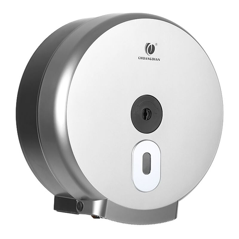 Porte - rouleau, Distributeur de papier toilette mural, Rond, Grande boîte de serviettes en papier ,Salle de bain / WC- Argent