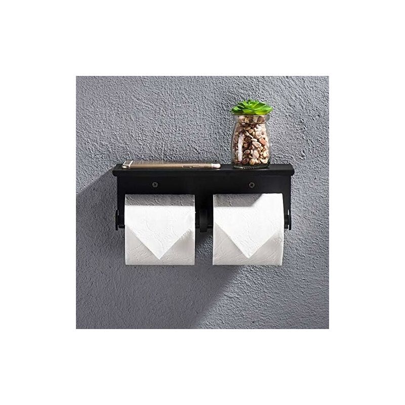 Porte-rouleau double, porte-papier hygiénique mural avec deux rouleaux, porte-rouleau en acier inoxydable 304, porte-rouleau sans perceuse pour salle