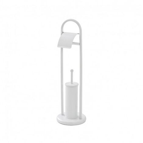 Porte-rouleau et porte-brosse WC en acier blanc mat H80 de la ligne Key B.