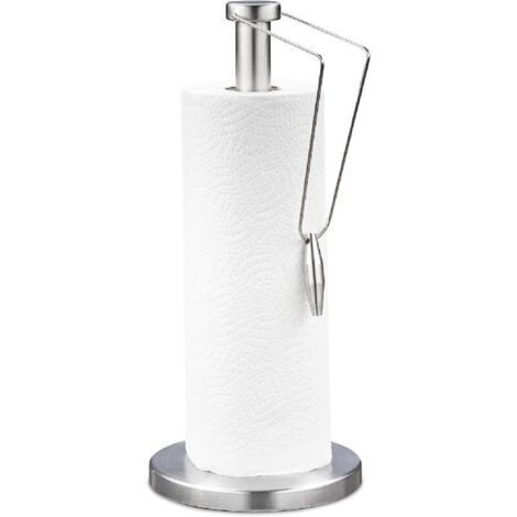 Porte-Rouleau Papier essuie-Tout , Vertical , INOX brossé , Cuisine , Distributeur , H x D : 34 x 15 cm , argenté