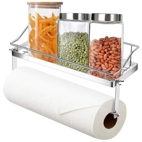 Porte Rouleau Papier - Support de Papier Sopalin Essuie-Tout avec Étagère en Acier Inoxydable Adhésif 3M Autocollante - sans percage