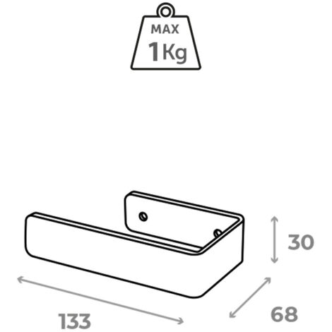 Porte-rouleau papier toilette adhésif en acier et finition noir mat Poids maximum : 1,5 kg Mesures 13x3x7cm Comprend un adhésif extra fort et des vis pour que vous puissiez choisir comment le fixer