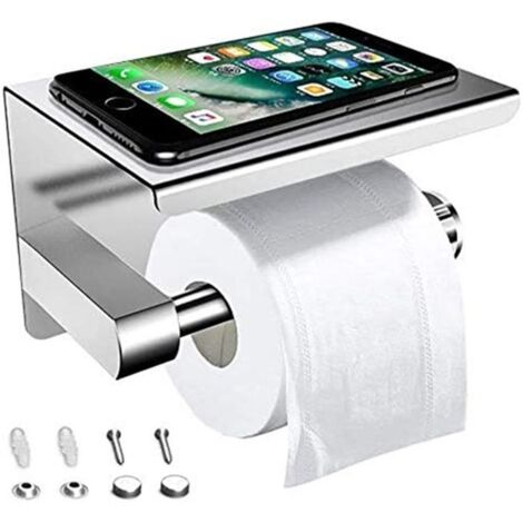 Porte Rouleau Papier Toilette Inoxydable avec Tablette Serviteur WC UPLAYTECK Dérouleur Papier Toilette Mural avec Support de Phone